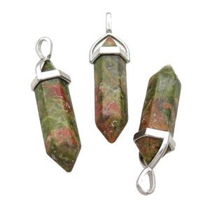 Natural Unakite Bullet Pendant, approx 8x30mm [GM18997]