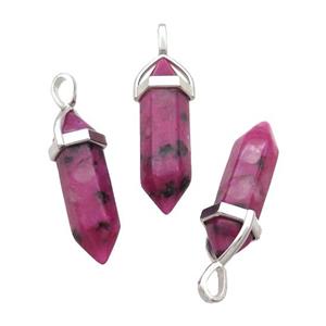 Pink Jade Bullet Pendant Dye, approx 8x30mm [GM18999]