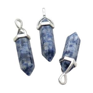 Natural Blue Dalmatian Jasper Bullet Pendant, approx 8x30mm [GM19000]