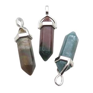 Natural Inidan Agate Bullet Pendant Multicolor, approx 8x30mm [GM19010]