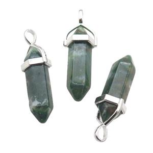 Natural Green Moss Agate Bullet Pendant, approx 8x30mm [GM19011]