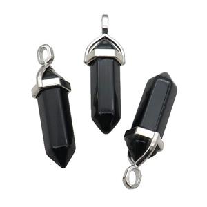 Black Onyx Agate Bullet Pendant, approx 8x30mm [GM19013]
