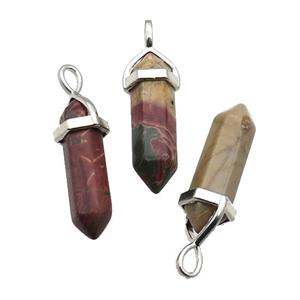 Natural Red Picasso Creek Jasper Bullet Pendant, approx 8x30mm [GM19014]