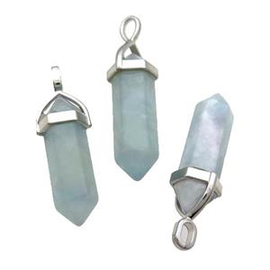 Blue Aquamarine Bullet Pendant, approx 8x30mm [GM19017]