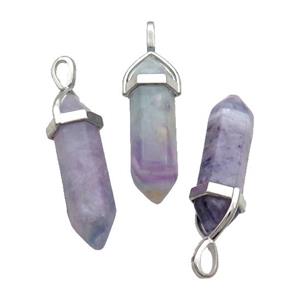 Natural Purple Fluorite Bullet Pendant, approx 8x30mm [GM19018]