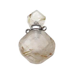 Natural Gold Rutilated Quartz Perfume Bottle Pendant, approx 17-26mm [GM19043]