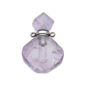 Natural Amethyst Perfume Bottle Pendant Purple, approx 17-26mm [GM19047]