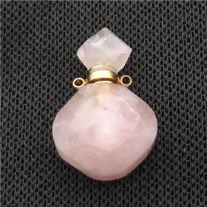 Natural Pink Rose Quartz Perfume Bottle Pendant, approx 17-26mm [GM19052]
