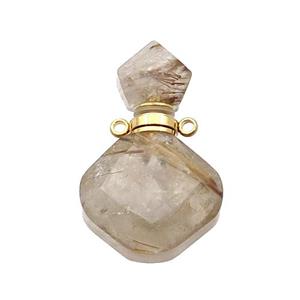 Natural Gold Rutilated Quartz Perfume Bottle Pendant, approx 17-26mm [GM19053]