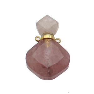 Natural Pink Strawberry Quartz Perfume Bottle Pendant, approx 17-26mm [GM19055]
