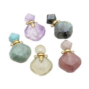 Natural Gemstone Perfume Bottle Pendant Mixed, approx 17-26mm [GM19061]