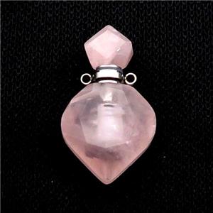 Natural Pink Rose Quartz Perfume Bottle Pendant, approx 18-30mm [GM19064]