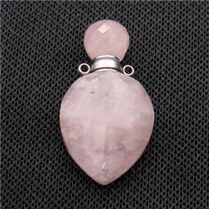 Natural Pink Rose Quartz Perfume Bottle Pendant, approx 20-38mm [GM19104]