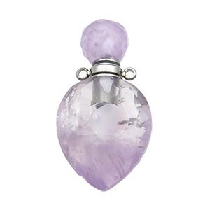Natural Amethyst Perfume Bottle Pendant Lt.purple, approx 20-38mm [GM19109]