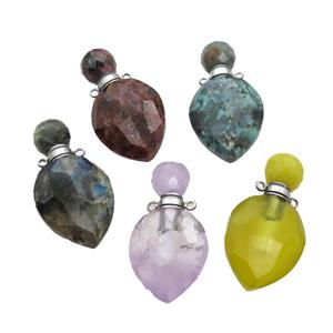 Natural Gemstone Perfume Bottle Pendant Mixed, approx 20-38mm [GM19111]