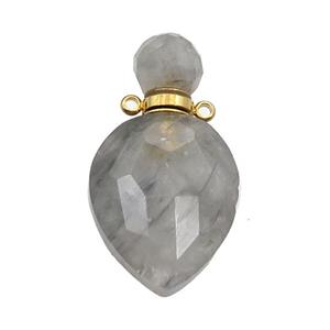 Natural Cloudy Quartz Perfume Bottle Pendant Gray, approx 20-38mm [GM19115]