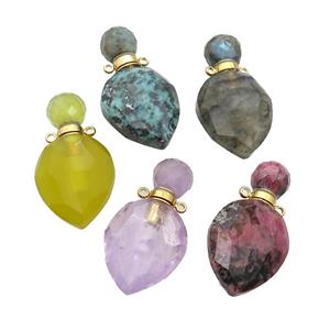 Natural Gemstone Perfume Bottle Pendant Mixed, approx 20-38mm [GM19121]