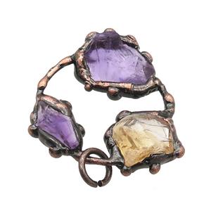 Amethyst Citrine Pendant Freeform Nugget Antique Red, approx 12-16mm, 35mm [GM19170]
