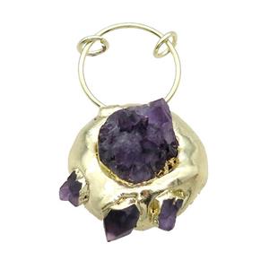 Purple Amethyst Druzy Nugget Pendant Gold Plated, approx 40mm [GM19175]