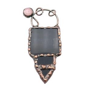 Black Agate Pendant Antique Red, approx 35-80mm [GM19177]