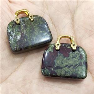 Natural Dragon BloodStone Bag Pendant Green, approx 20-24mm [GM19182]