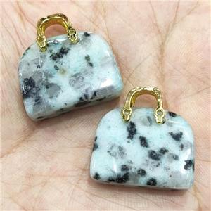Natural Kiwi Jasper Bag Pendant, approx 20-24mm [GM19184]