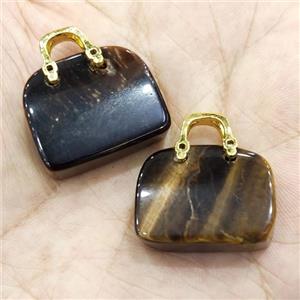 Natural Tiger Eye Stone Bag Pendant, approx 20-24mm [GM19192]