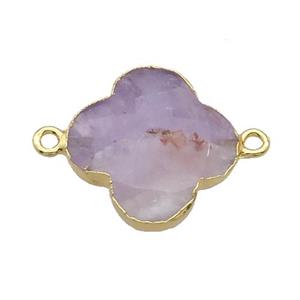 Natural Amethyst Clover Connector Purple Gold Plated, approx 22mm [GM19197]