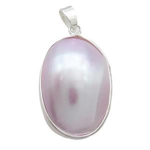 Pink Sea Shell Oval Pendant Platinum Plated, approx 20-33mm [GM19227]