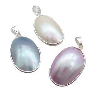 Sea Shell Oval Pendant Platinum Plated Mixed, approx 20-33mm [GM19228]
