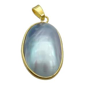 Gray Sea Shell Oval Pendant Gold Plated, approx 20-33mm [GM19230]