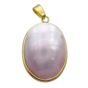 Pink Sea Shell Oval Pendant Gold Plated, approx 20-33mm [GM19231]