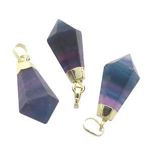 Natural Fluorite Pendulum Pendant Purple Gold Plated, approx 13-23mm [GM19255]