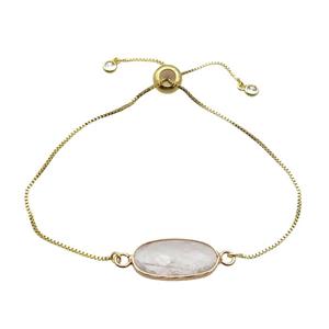 Copper Bracelet With Clear Quartz Adjustable Gold Plated, approx 10-20mm, 22cm length [GM19272]