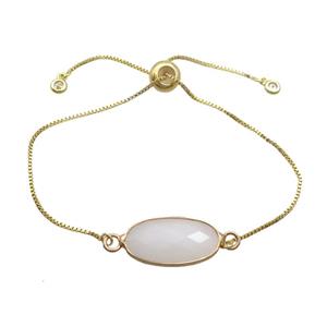 Copper Bracelet With White Moonstone Adjustable Gold Plated, approx 10-20mm, 22cm length [GM19273]