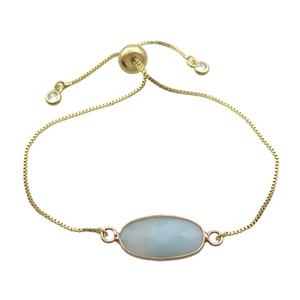 Copper Bracelet With Blue Amazonite Adjustable Gold Plated, approx 10-20mm, 22cm length [GM19277]