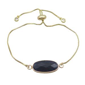 Copper Bracelet With Blue Sodalite Adjustable Gold Plated, approx 10-20mm, 22cm length [GM19279]