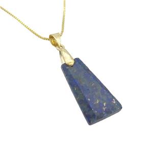Natural Blue Lapis Lazuli Necklace Trapeziform Copper Gold Plated, approx 14-25mm, 42cm length [GM19287]