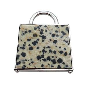 Natural Dalmatian Jasper Bag Pendant Platinum Plated, approx 25-33mm [GM19306]