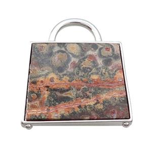 Natural Red LeopardSkin Jasper Bag Pendant Platinum Plated, approx 25-33mm [GM19310]