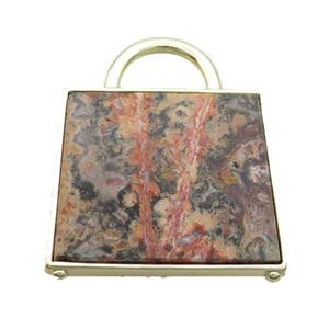 Natural Red LeopardSkin Jasper Bag Pendant Gold Plated, approx 25-33mm [GM19318]