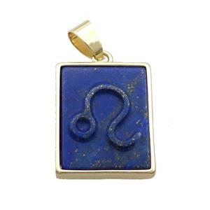 Natural Lapis Lazuli Pendant Zodiac Taurus Blue Rectangle Gold Plated, approx 16-20mm [GM19325]
