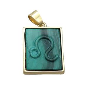 Natural Malachite Pendant Zodiac Taurus Green Rectangle Gold Plated, approx 16-20mm [GM19364]