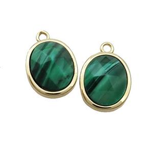 Green Tiger Eye Stone Oval Pendant Gold Plated, approx 11-13mm [GM19381]