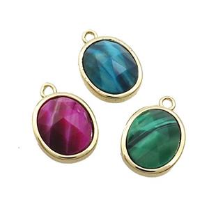 Tiger Eye Stone Oval Pendant Gold Plated Mixed, approx 11-13mm [GM19382]