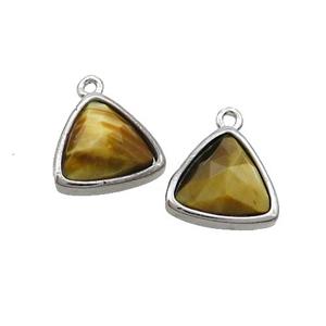 Golden Tiger Eye Stone Triangle Pendant Platinum Plated, approx 12.5mm [GM19383]
