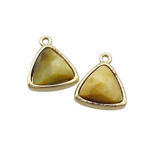 Golden Tiger Eye Stone Triangle Pendant Gold Plated, approx 12.5mm [GM19388]