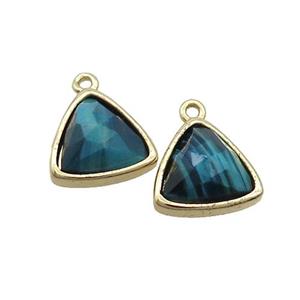 Blue Tiger Eye Stone Triangle Pendant Gold Plated, approx 12.5mm [GM19390]