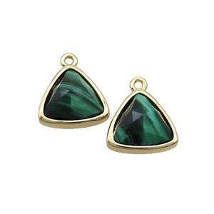 Green Tiger Eye Stone Triangle Pendant Gold Plated, approx 12.5mm [GM19391]