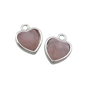 Rose Quartz Heart Pendant Platinum Plated, approx 11mm [GM19394]